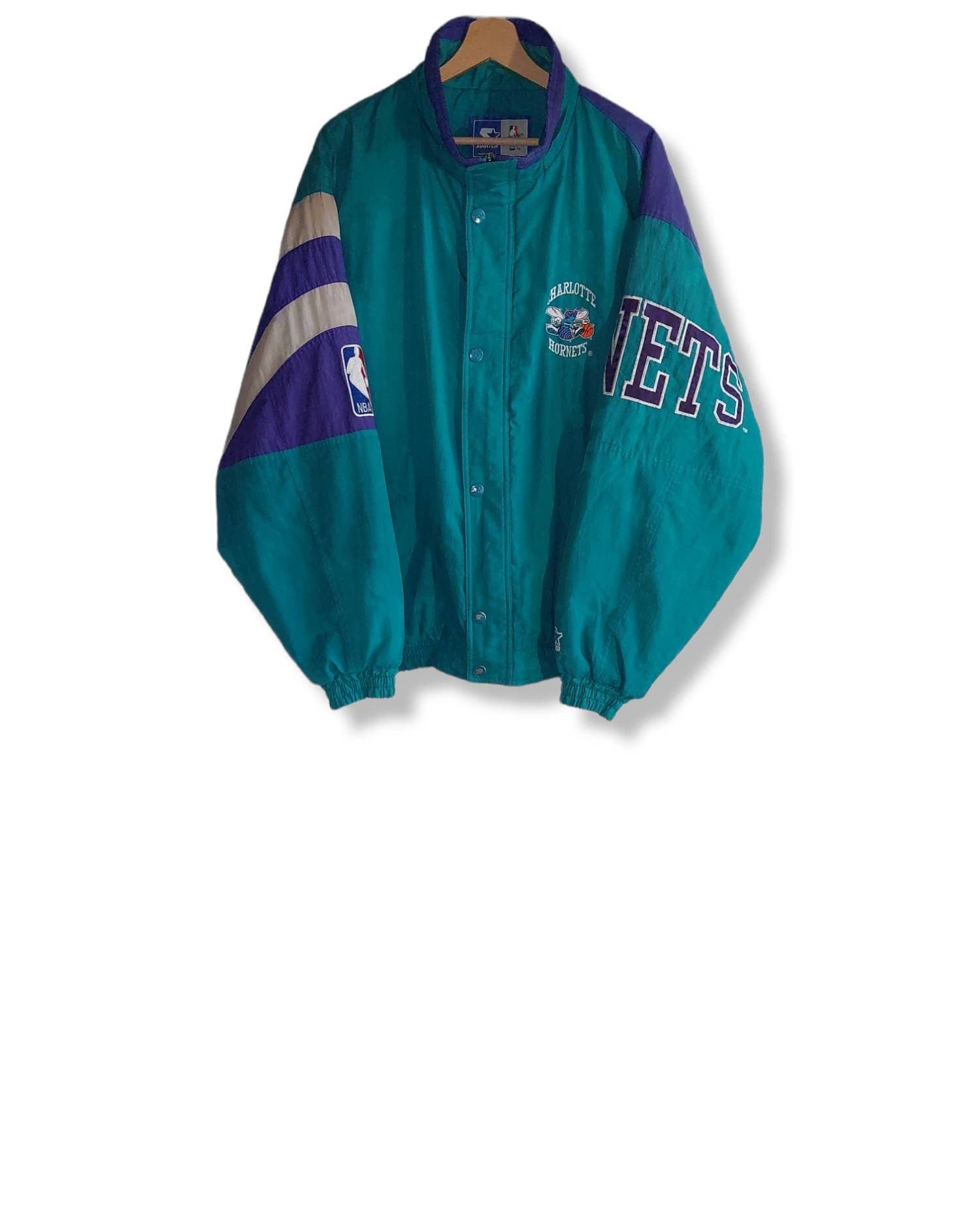 The Starter Jacket: 1990s Vintage Starter Hunter Green Plaid Fleece Lining Athletic Winter Puffy Winter Coat