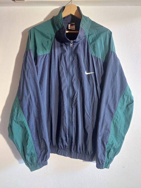 Vintage Nike Track Jacket Green Navy Blue Size XL - Etsy