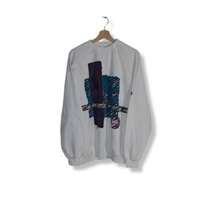 Vintage Nike White Crew Neck Sweatshirt Size L 90s Classic Clothing