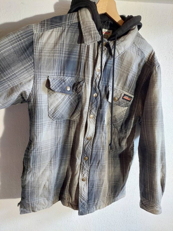 Vintage Dickies Plaid Flannel Hooded Jacket Size … - image 3