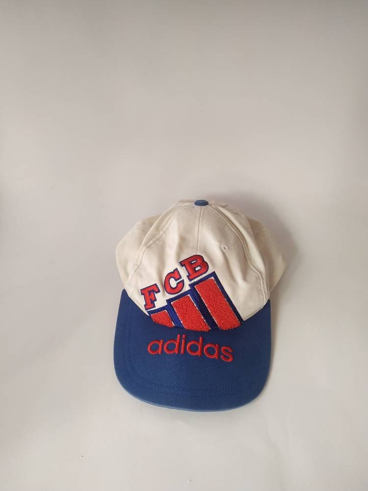 Vintage FCB Adidas Hat White Blue Red 