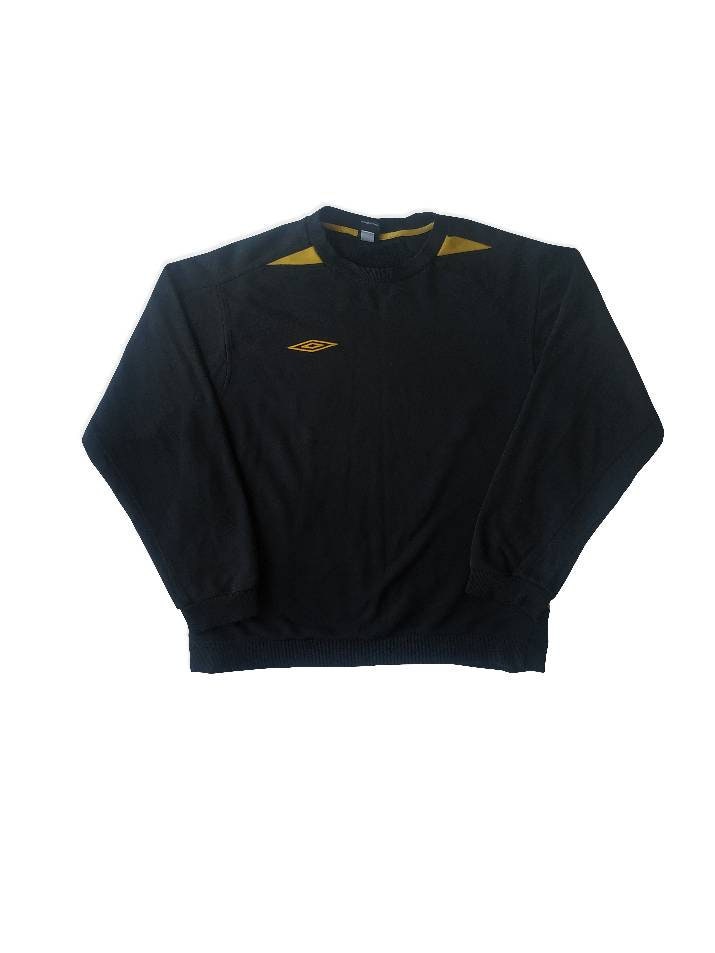 Vintage Black Yellow Pullover Umbro Sweater Long Sleeveless
