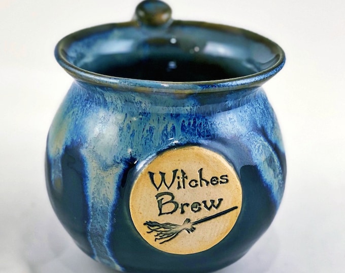 Witch Cauldron Mug – Witches Brew Mug – Handmade Pottery – Custom Witchy Coffee Cup – Choose Color & Stamp