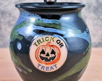 Handmade Halloween Ceramic Mug – Custom Glaze, Jack-o'-Lantern Pottery