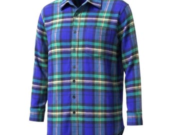 Five Brother Flannel Shirt Mens Size 3XL Blue/Green Plaid Heavyweight Cotton
