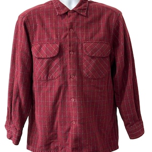 Vintage Pendleton Wool Flannel Shirt Men Size Medium Red / Black Plaid Pockets image 1