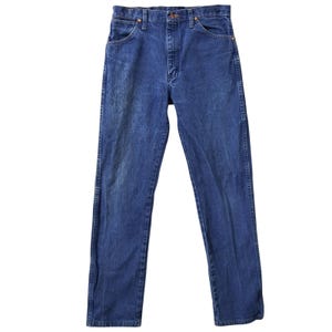 Pantalones vaqueros Wrangler Cowboy Cut para hombre, talla 30x32, mezclilla azul, corte original, hechos en México. imagen 3