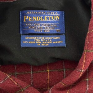 Vintage Pendleton Wool Flannel Shirt Men Size Medium Red / Black Plaid Pockets image 5