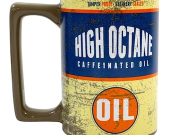 Manny's Garage Ceramic Coffee Mug 16oz High Octane Caffeinated Oil Logo Hot Rod