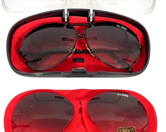 XL 500 Aviator Sun Glasses Hipster Black Metal Frame Extra Lenses Original Case