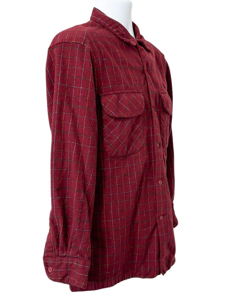 Vintage Pendleton Wool Flannel Shirt Men Size Medium Red / Black Plaid Pockets image 3