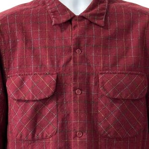 Vintage Pendleton Wool Flannel Shirt Men Size Medium Red / Black Plaid Pockets image 6