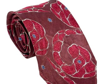 Vintage 1930s Fashion Craft Cravats Swing Tie 48" X 3" Burgundy /Blue Necktie