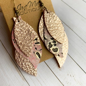 Gold leather hotsell earrings