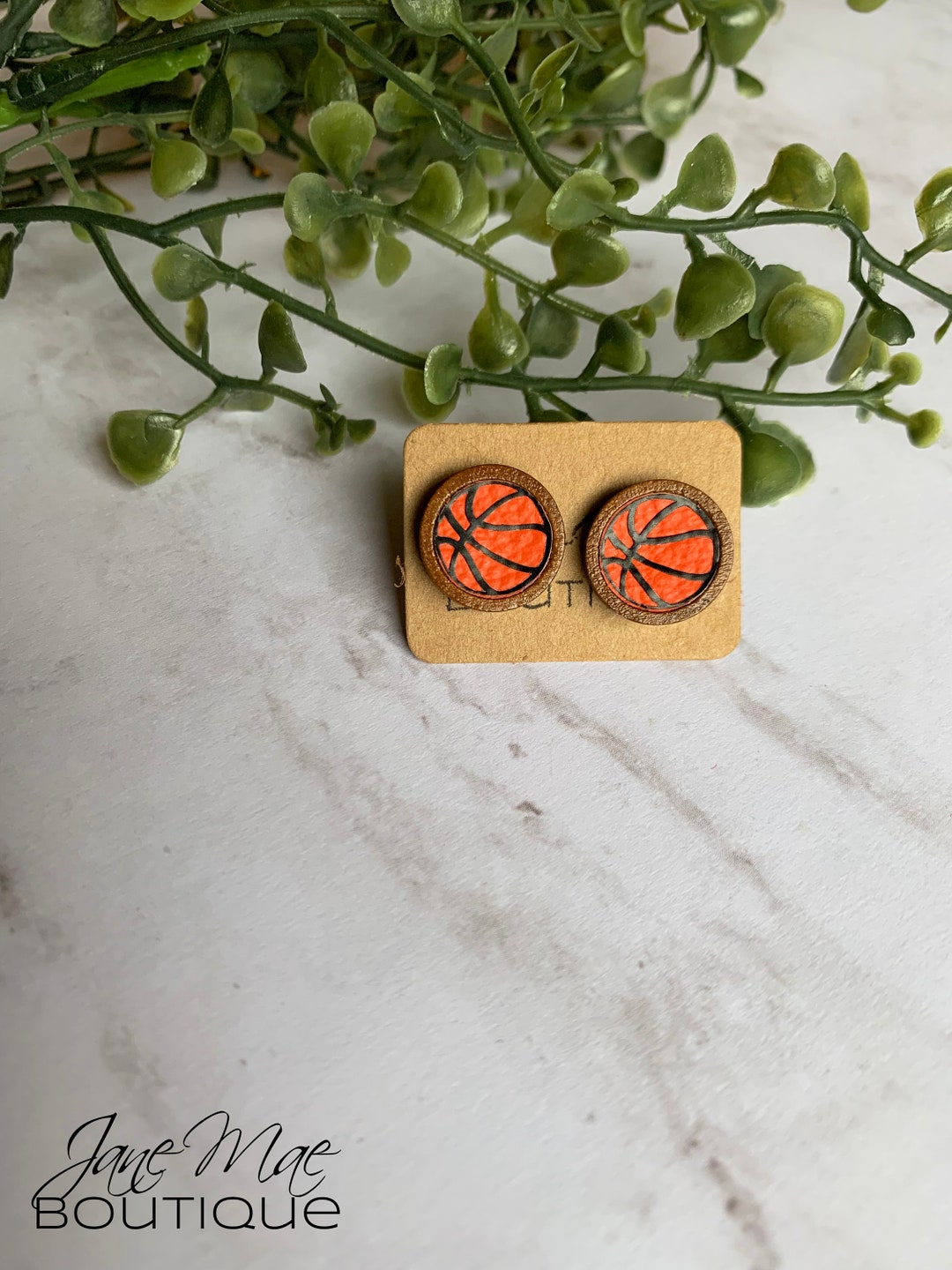 Basketball Stud Earrings, Basketball Jewelry, Leather Earrings ...