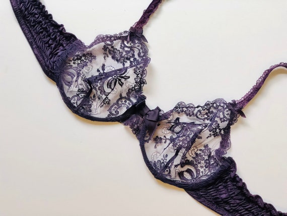 Rare Vintage La Perla Eggplant Lace Bra, La Perla