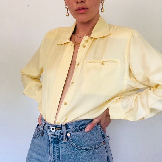 Beautiful 100% Silk Button down shirt, 1990s silk