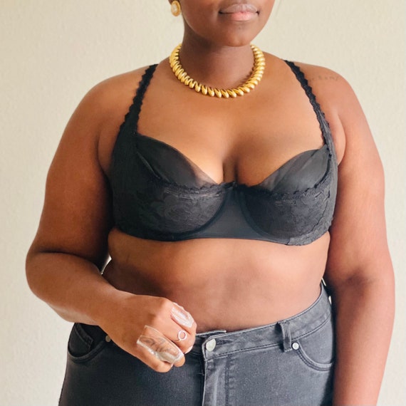Stunning Vintage Black Lace and Mesh Bra, Vintage