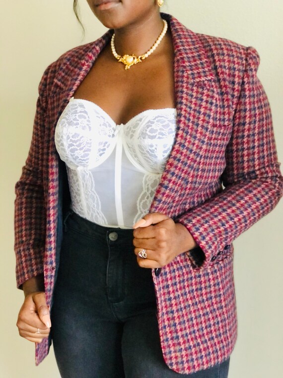 Perfect Vintage Curvy Houndstooth Tweed Blazer, 19