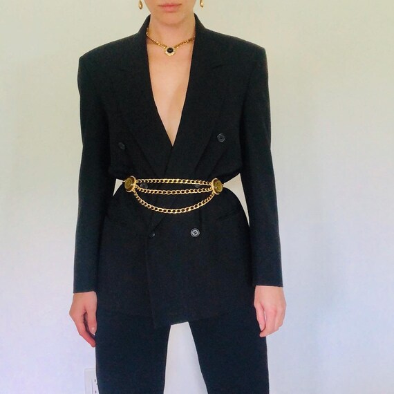 Vintage Oversize Boyfriend Blazer, 1980s Striped B