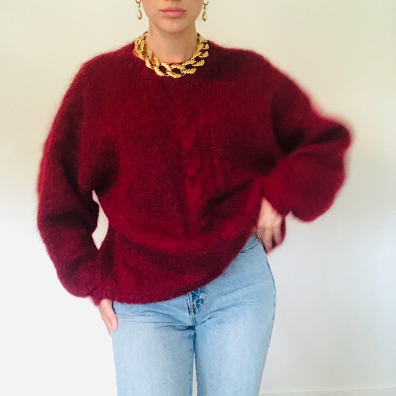 Fabulous Vintage Cabernet Sweater, Mohair Sweater,