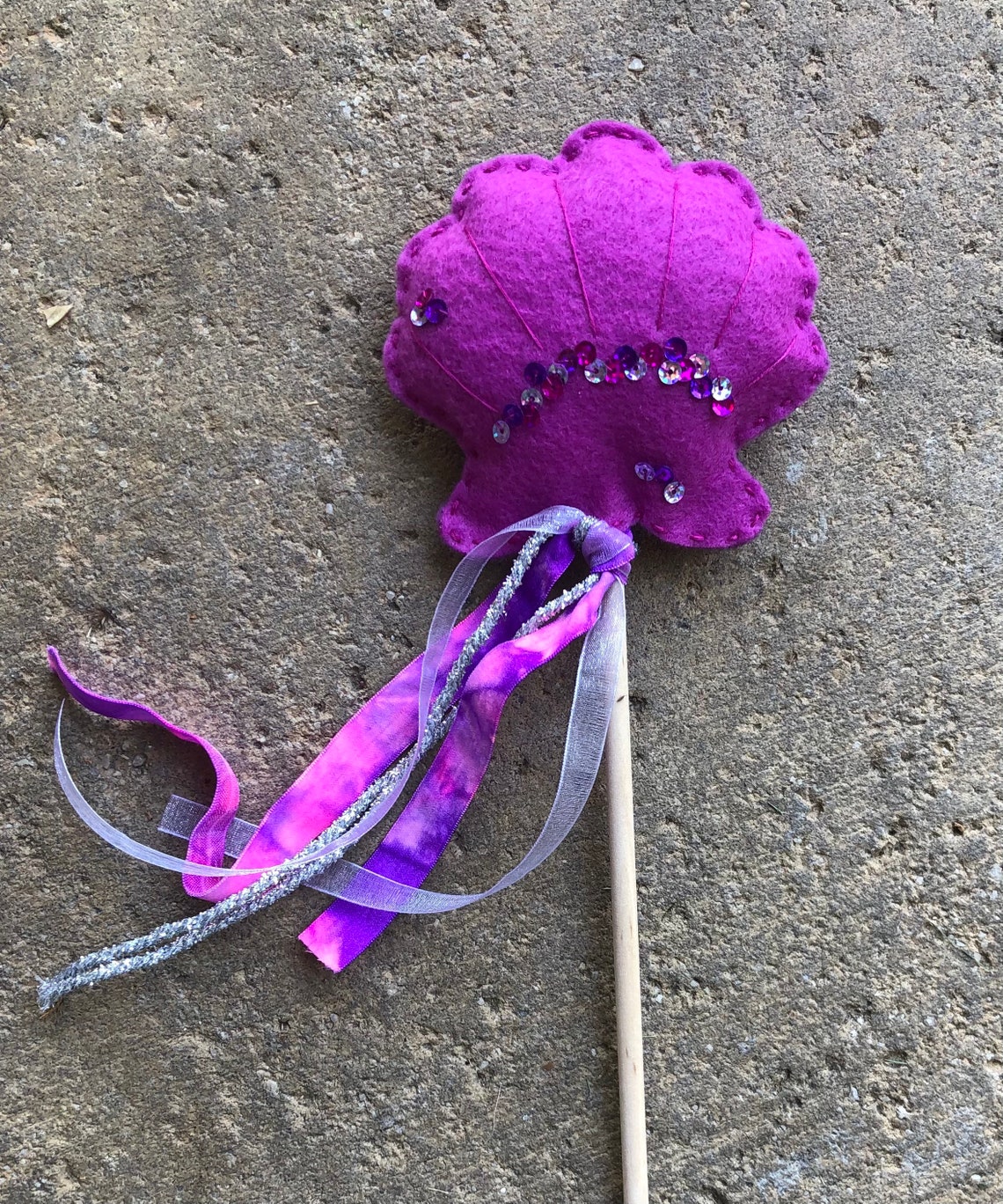 Purple Seashell Wand Mermaid Wand Felt Wand Princess Etsy
