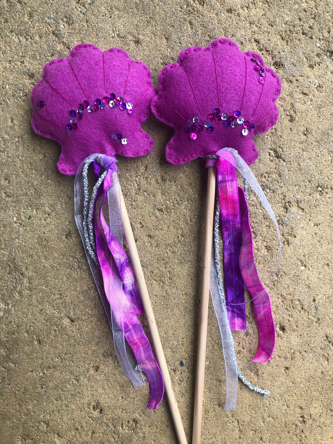 Purple Seashell Wand Mermaid Wand Felt Wand Princess Etsy