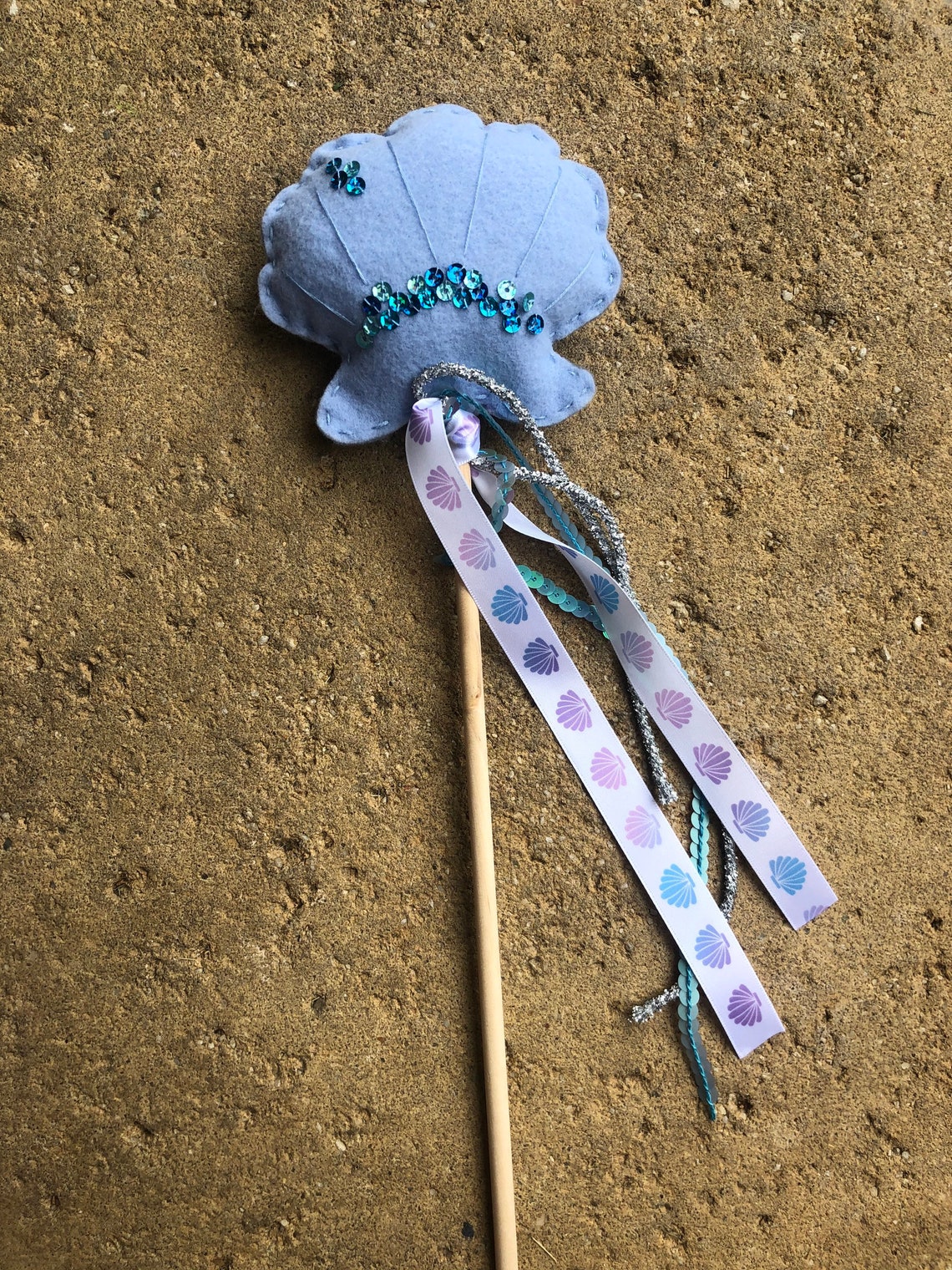 Purple Seashell Wand Mermaid Wand Felt Wand Princess Etsy