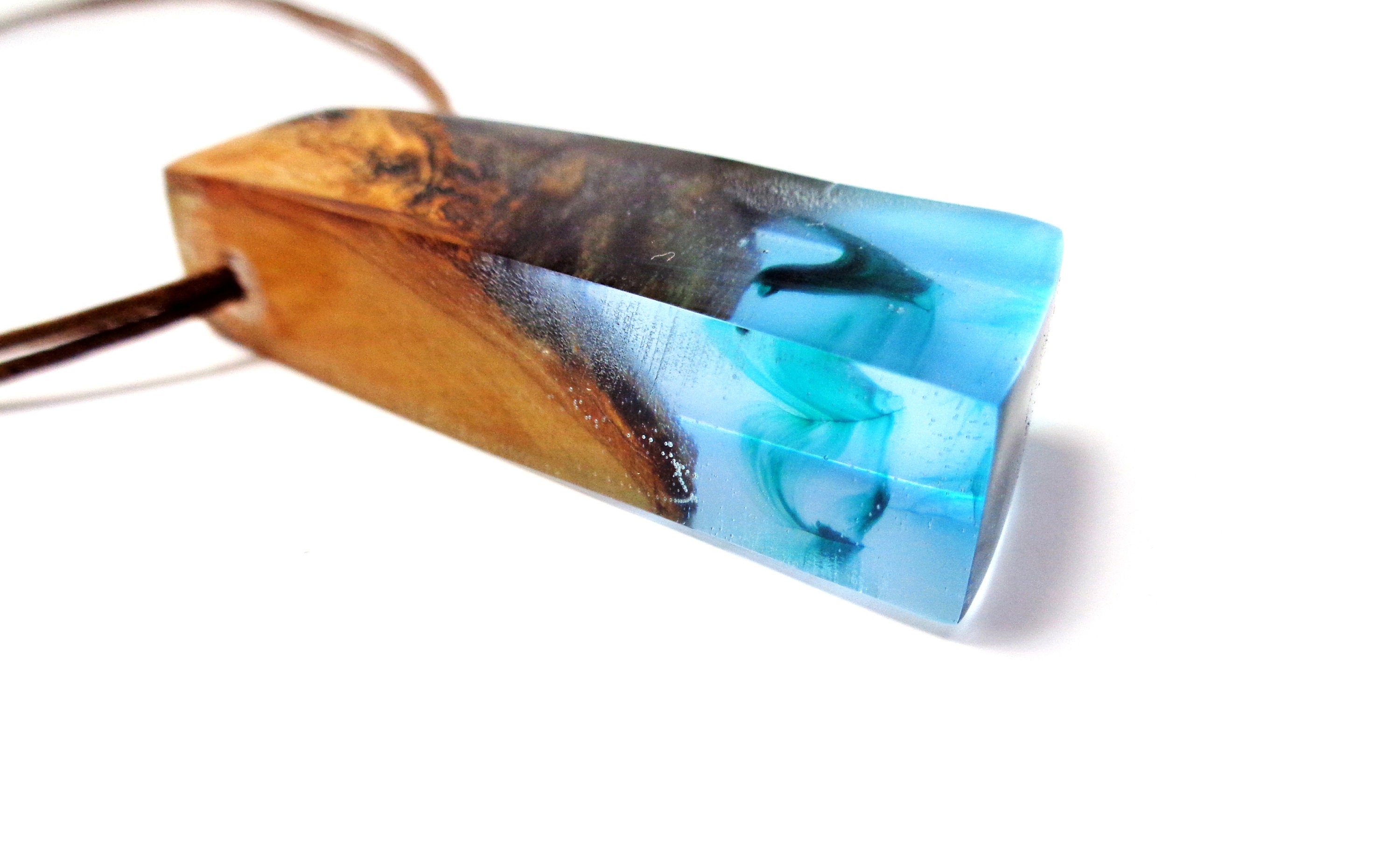 Colgante de madera y resina colgante azul colgante de mar | Etsy