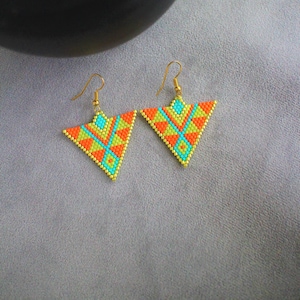 Boho Miyuki Beaded Earrings: Triangle Dangle Drop Earrings
