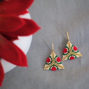 Miyuki Beaded Triangle Earrings: Handwoven Boho Fringe Jewelry