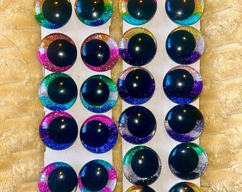 Pride Collection Glitter Handpainted Safety Eyes 20mm/25mm/30mm/35mm offset pupil