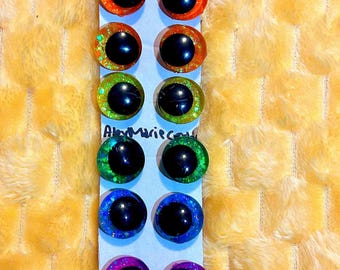Neon Novelty Handpainted Safety Eyes 14mm/16mm/18mm/20mm/25mm/30mm/35mm offset pupil