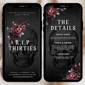 Sjabloon uitnodiging 40e feest, RIP 30's uitnodiging, RIP jaren dertig uitnodigingssjabloon voor feest, Death to my 30's Invite, Death to Youth Party Evite