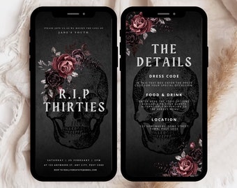 40th Party Invite Template, RIP 30's Invitation, RIP Thirties Party Invitation Template, Death to my 30's Invite, Death to Youth Party Evite