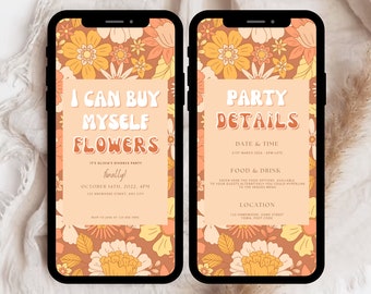 I Can Buy Myself Flowers, Electronic Divorce Party Invitation, Divorce Text Invite, Divorce Party Invite Floral, Divorce party E-invite