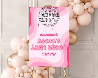 Last Disco Bachelorette Weekend Welcome Sign Template, DIY Retro Bachelorette Printable, Bach Banner, Last Disco Welcome Sign