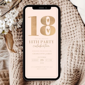 18th Birthday Party Invitation Template, Digital 18th Birthday Invitation, Editable 18th Birthday Party Invite, 18th Digital Invitations