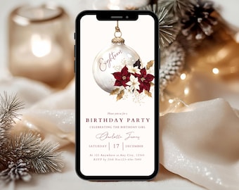 Bearbeitbare 18. Geburtstagsparty Einladungsvorlage, Digitale 18. Geburtstagseinladung, 18. Geburtstag Evite, Weihnachtsfeier Geburtstag einladen
