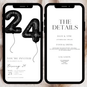 Invitación digital para el 24.º cumpleaños e itinerario, invitación para la fiesta del 24.º cumpleaños, invitación digital para el 24.º cumpleaños, invitación para la fiesta del 24.º cumpleaños,