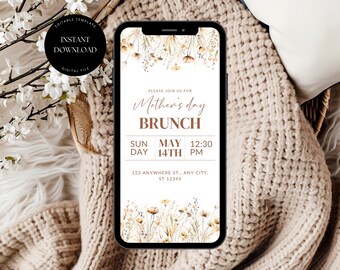 Digital Mothers Day Invitation, Editable Mothers Day Brunch Invitation Template, Floral Mother's Day Digital Invite, Mums Day Invitation