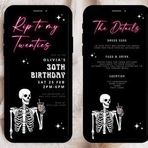 RIP 20s Invitation, RIP Twenties Party Invitation, 30th E-Invite, Death to Youth Digital Birthday Invitation, Neon RIP to my twenties
