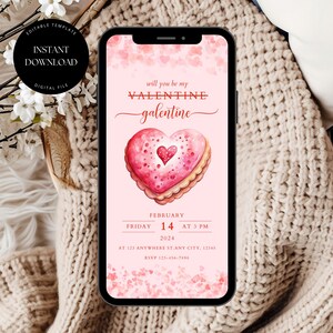 Galentine&#39;s Day Invitation Template, Editable Valentine&#39;s Day Party Invite, Galentine&#39;s Day Digital Invite, Digital Galentines Party Invite