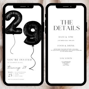 Digital 29th Birthday Invitation, 29th Birthday Party Invitation, 29th Birthday E-Invite, 29th Party Invite, Digital 29th Invitation,