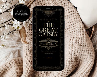 Art Deco Great Gatsby Party Invitation Template (Digital Download)