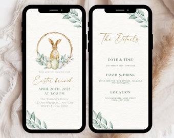 Easter Brunch Invitation, Bunny Rabbit Design (Digital Invite)