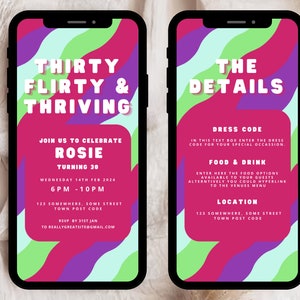 Thirty Flirty and Thriving Birthday Invitation & Itinerary, 13 Going on ...