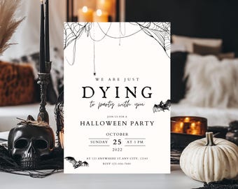 Editable Halloween Party Invitation Template, Spooky Evite (Digital Download)