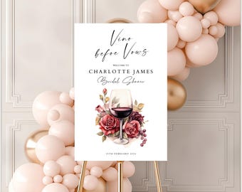 Vino Before Vows Bridal Shower Welcome Sign Wine Themed Bachelorette ...