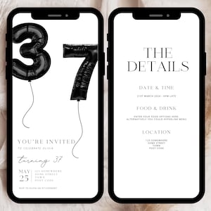 Digital 37th Birthday Invitation, 37th Birthday Party Invitation Template, Editable Invitation Template, Digital 37th Invitation